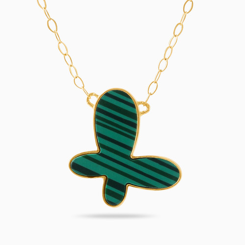 LIN799 - Butterfly Green Stones Necklace in 18K Gold - 111405120123-1.jpg LIN799 - Butterfly Green Stones Necklace in 18K Gold - 111405120123-1.jpg