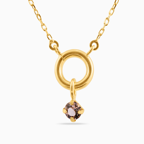 WN120 - Circle Brown Stone Gold Plated Necklace - A4095-52DG-1.jpg