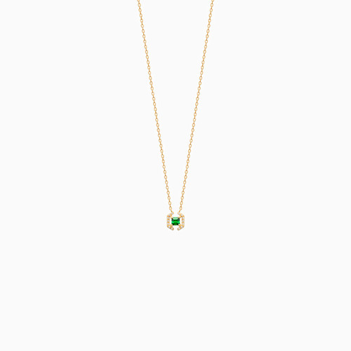 WN193 - Square Green Stones Gold Plated Necklace - 97380645-1.jpg