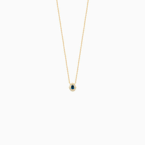 WN191 - Pear Blue Stone Gold Plated Necklace - 97381345-1.jpg
