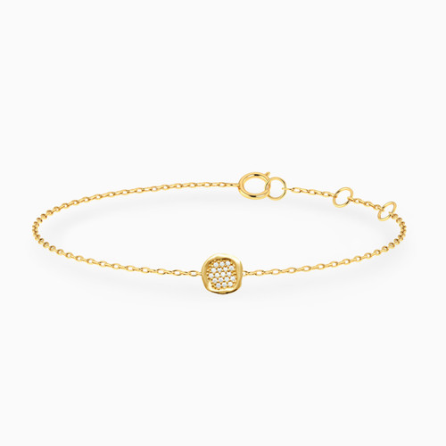 WB22 - Circle Cubic Zirconia Gold Plated Chain Bracelet - 97363318-1.jpg