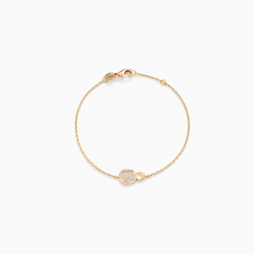WB23 - Circle Cubic Zirconia Gold Plated Chain Bracelet - 97363418-1.jpg