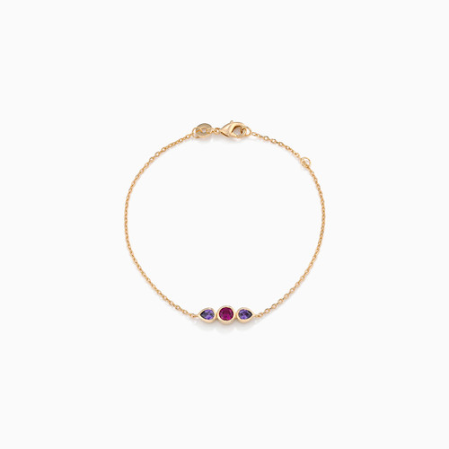 WB32 - Bow Colored Stones Gold Plated Chain Bracelet - 97357518-1.jpg