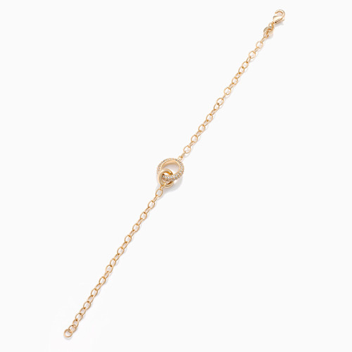 WB20 - Circle Cubic Zirconia Gold Plated Chain Bracelet - 97355118-3.jpg