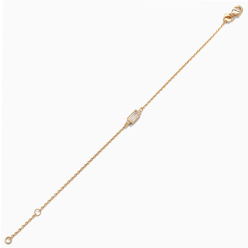 WB24 - Baguette Cubic Zirconia Gold Plated Chain Bracelet - 97361218-3.jpg