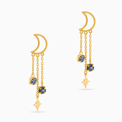 WE51 - Crescent Blue Stone Gold Plated Drop Earrings - A4208-18DT-1.jpg