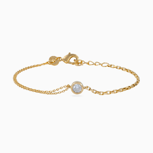 WB25 - Circle Cubic Zirconia Gold Plated Chain Bracelet - 97359818-1.jpg