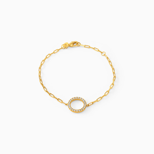 WB21 - Circle Cubic Zirconia Gold Plated Chain Bracelet - 97350318-1.jpg