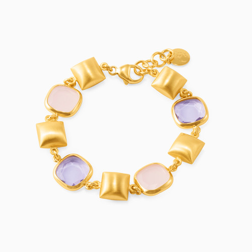WB100 - Square Purple Stone Gold Plated Chain Bracelet - H4182594-1.jpg