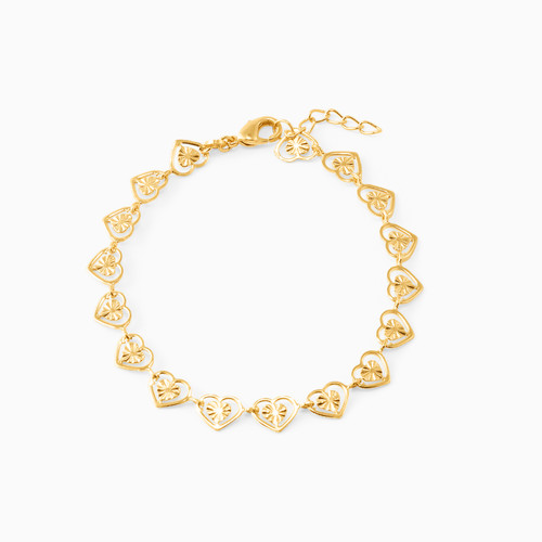 WB87 - Heart Gold Plated Chain Bracelet - 29100818-1.jpg