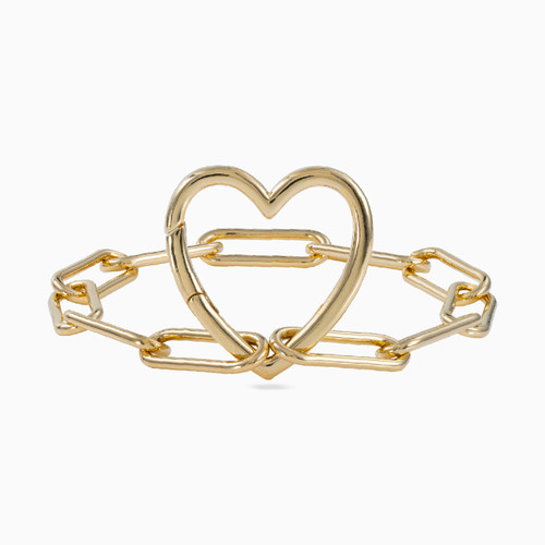 WB49 - Heart Gold Plated Chain Bracelet - 92192418-1.jpg