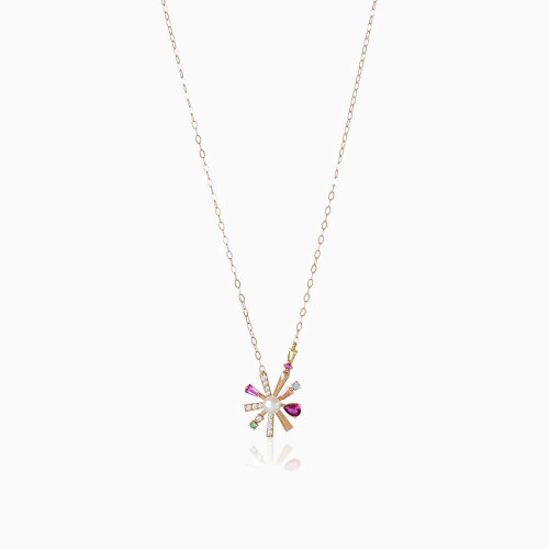 LIN526 - Flower Rose Stone Necklace in 18K Gold - 111406180011-2.jpg