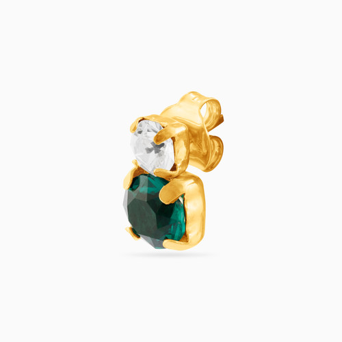 WE86 - Circle Green Stones Gold Plated Stud Earrings - A3751-20DT-3.jpg
