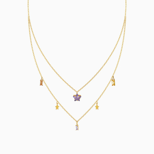 LIN531 - Star Colored Stones Layered Necklace in 18K Gold - 111404180157-2.jpg