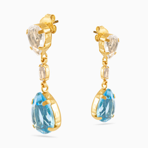 WE75 - Pear Colored Stones Gold Plated Drop Earrings - A3755-10DT-3.jpg