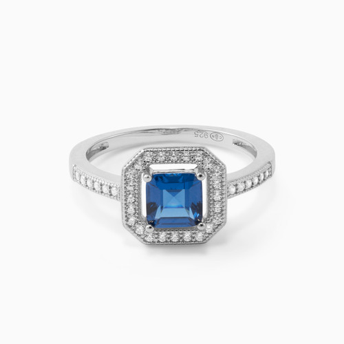 WR25 - Square Colored Stones Sterling Silver Ring (Size 14) - 193044054-1.jpg