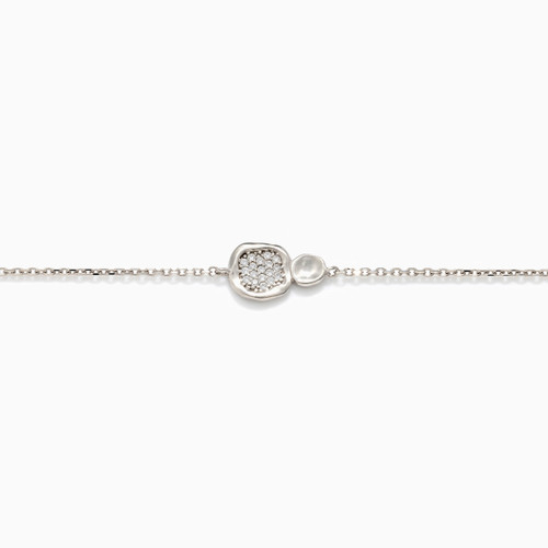 WB9 - Circle Cubic Zirconia Sterling Silver Chain Bracelet - 87363418-2.jpg