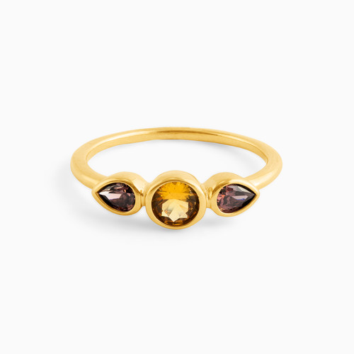 WR74 - Bow Colored Stones Gold Plated Ring - 292359054-1.jpg