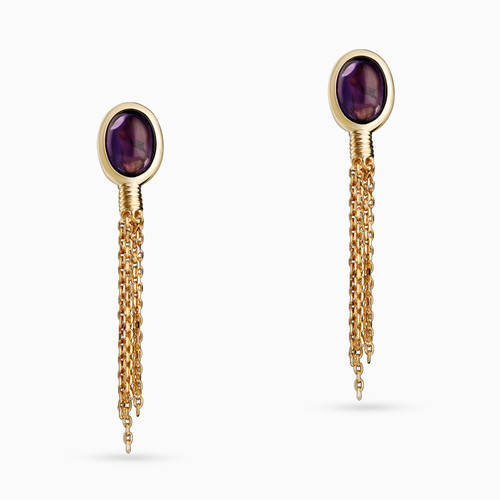 WE11 - Circle Purple Stone Gold Plated Drop Earrings - 2592670-1.jpg