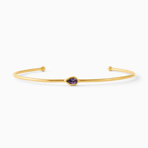 WB96 - Pear Purple Stone Gold Plated Cuff Bracelet - 97360358-1.jpg