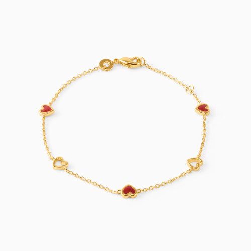 WB91 - Heart Red Stone Gold Plated Chain Bracelet - 92190218-1.jpg