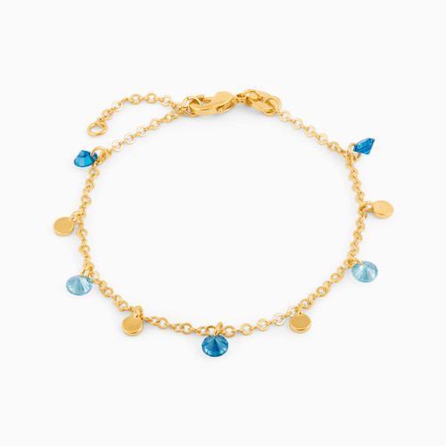 WB75 - Circle Colored Stones Gold Plated Charms Bracelet - 97351918-1.jpg