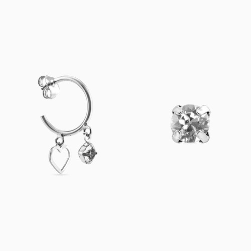 WE99 - Multi-shaped Clear Stone Sterling Silver Hoop Earrings - A4118-07HT-1.jpg