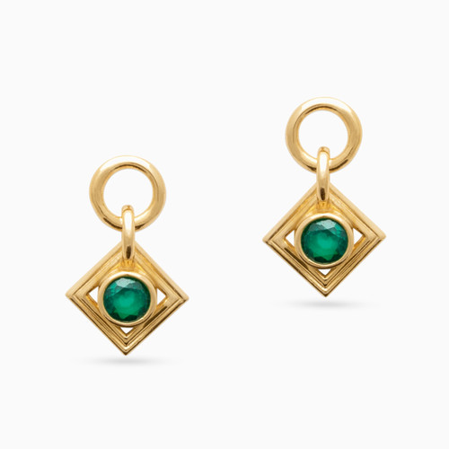 WE156 - Square Green Stones Gold Plated Stud Earrings - 23028450-1.jpg