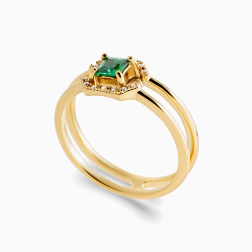WR161 - Square Green Stones Gold Plated Ring - 2950650-1.jpg