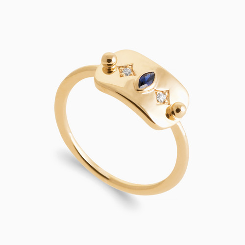 WR152 - Rectangle Blue Stone Gold Plated Ring - 2957640-1.jpg