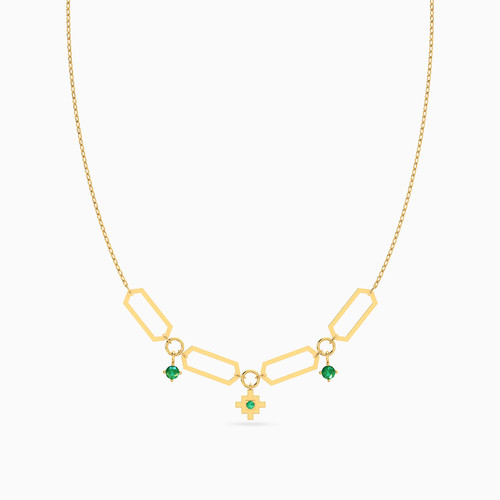 LIN907 - Link Green Stones Necklace in 18K Gold - 111404120354-3.jpg