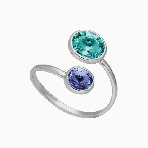 WR111 - Oval Colored Stones Sterling Silver Two headed Ring - A4224-15HA-1.jpg