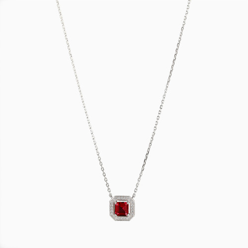 WN28 - Octagon Red Stone Sterling Silver Necklace - 87364345-2.jpg
