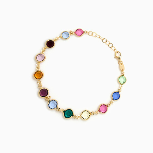 WB58 - Circle Colored Stones Gold Plated Chain Bracelet - A3069-03P-1.jpg