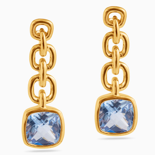 WE66 - Link Colored Stones Gold Plated Drop Earrings - 23024160-1.jpg