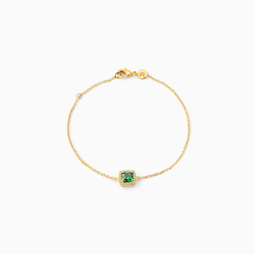 WB189 - Square Green Stones Gold Plated Chain Bracelet - 97381218-1.jpg