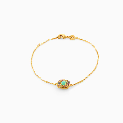 WB185 - Square Green Stones Gold Plated Chain Bracelet - 97379018-1.jpg
