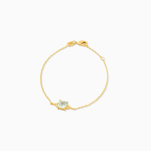 WB181 - Square Green Stones Gold Plated Chain Bracelet - 97377818-1.jpg