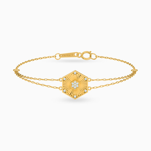 LIB271 - Hexagon Shaped Cubic Zirconia Chain Bracelet in 18K Gold - 111302100043-1.jpg