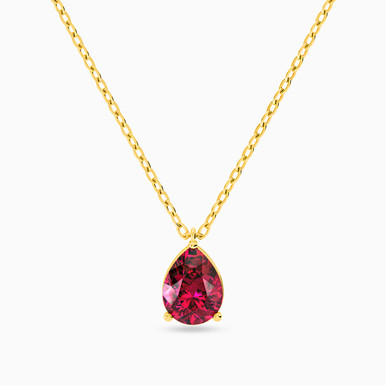 Pear Red Stone Necklace in 18K Gold - 21046030188