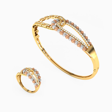 Links Cubic Zirconia Half Set in 21K Gold (2 Pieces) - 22011110844