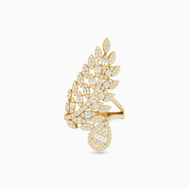 Leaf Cubic Zirconia Ring in 18K Gold - 21002790106