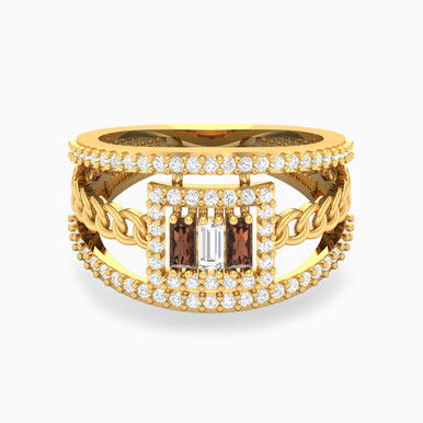 Square Brown Stone Ring in 18K Gold - 61002180139