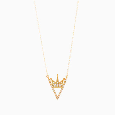 Crown Cubic Zirconia Necklace in 18K Gold - 21005180285