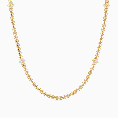 Circle Cubic Zirconia Chain Necklace in 21K Gold - 22005110518