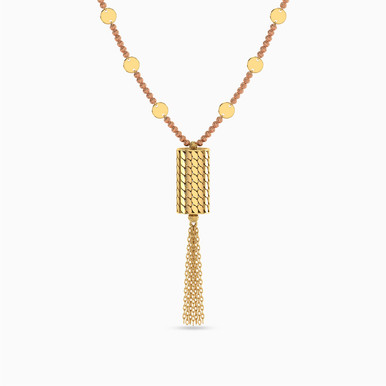 Tassel Cubic Zirconia Necklace in 21K Gold - 22005110551