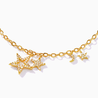 Star Cubic Zirconia Chain Bracelet in 18K Gold - 11010600005 Star Cubic Zirconia Chain Bracelet in 18K Gold - 11010600005