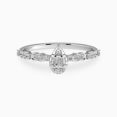 Pear Diamond Twin Rings in 18K Gold - KR106613 Pear Diamond Twin Rings in 18K Gold - KR106613