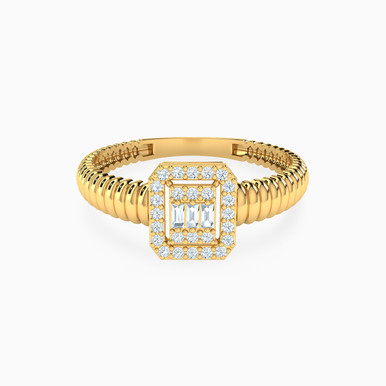 Square Cubic Zirconia Ring in 21K Gold - 72002110025