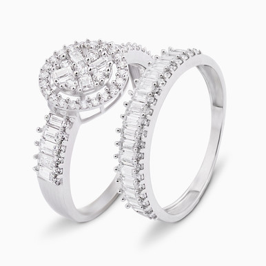 Circle Cubic Zirconia Twin Rings in 18K Gold - 21039790031